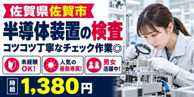 【検査】佐賀市|半導体装置製造|時給1,300円・寮あり・日勤のみ