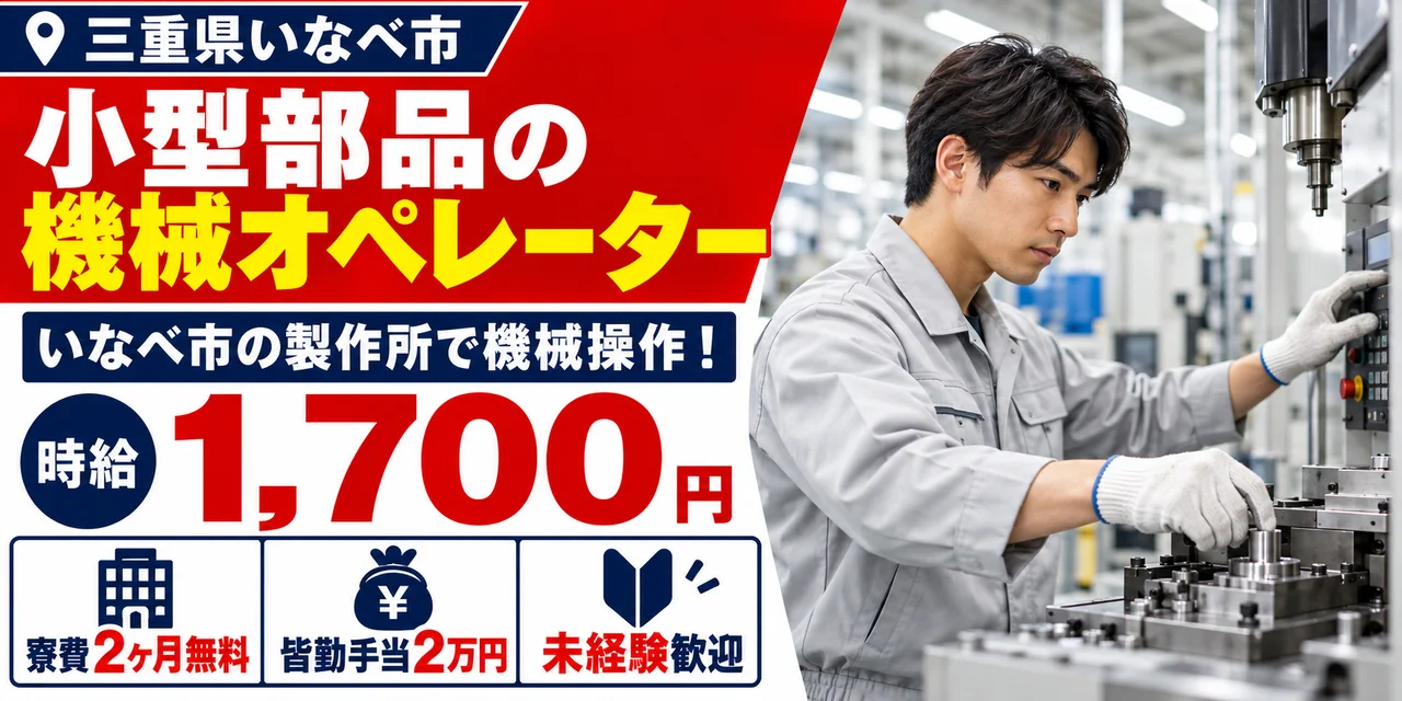 【機械オペレーター】いなべ市｜デンソー大安製作所｜エアコン・パワステ部品の製造｜時給1,700円・正社員・寮費無料