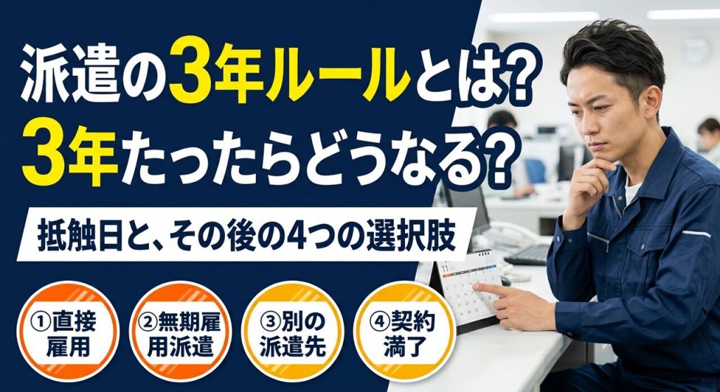 派遣の3年ルールとは?3年たったらどうなる?その後の4つの選択肢